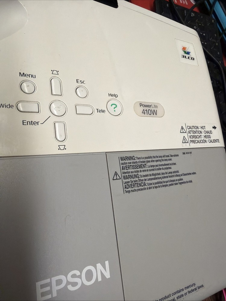 Epson PowerLite 410W LCD Projector H330A - Needs Bulb Read Description