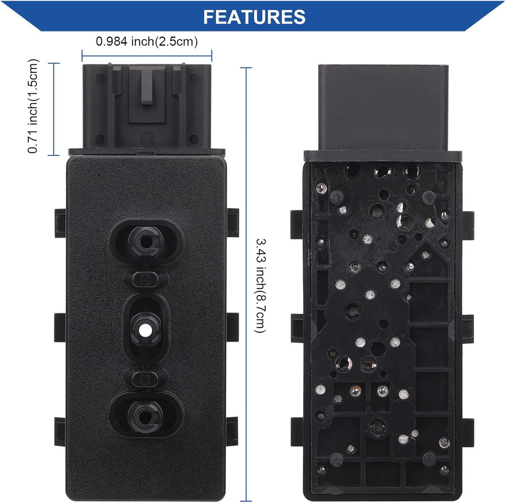 Front Left Driver Side 6 Way Seat Adjustment Switch Compatible with Chevy Silver