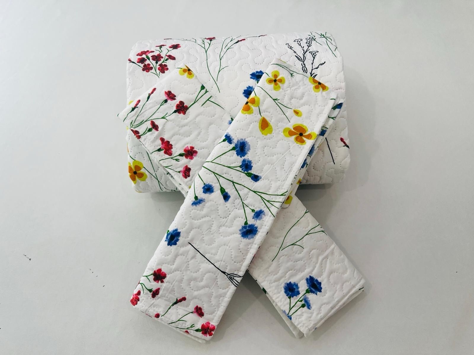 3-Piece Queen Size Printed Multi Color  Quilt Set   Flower