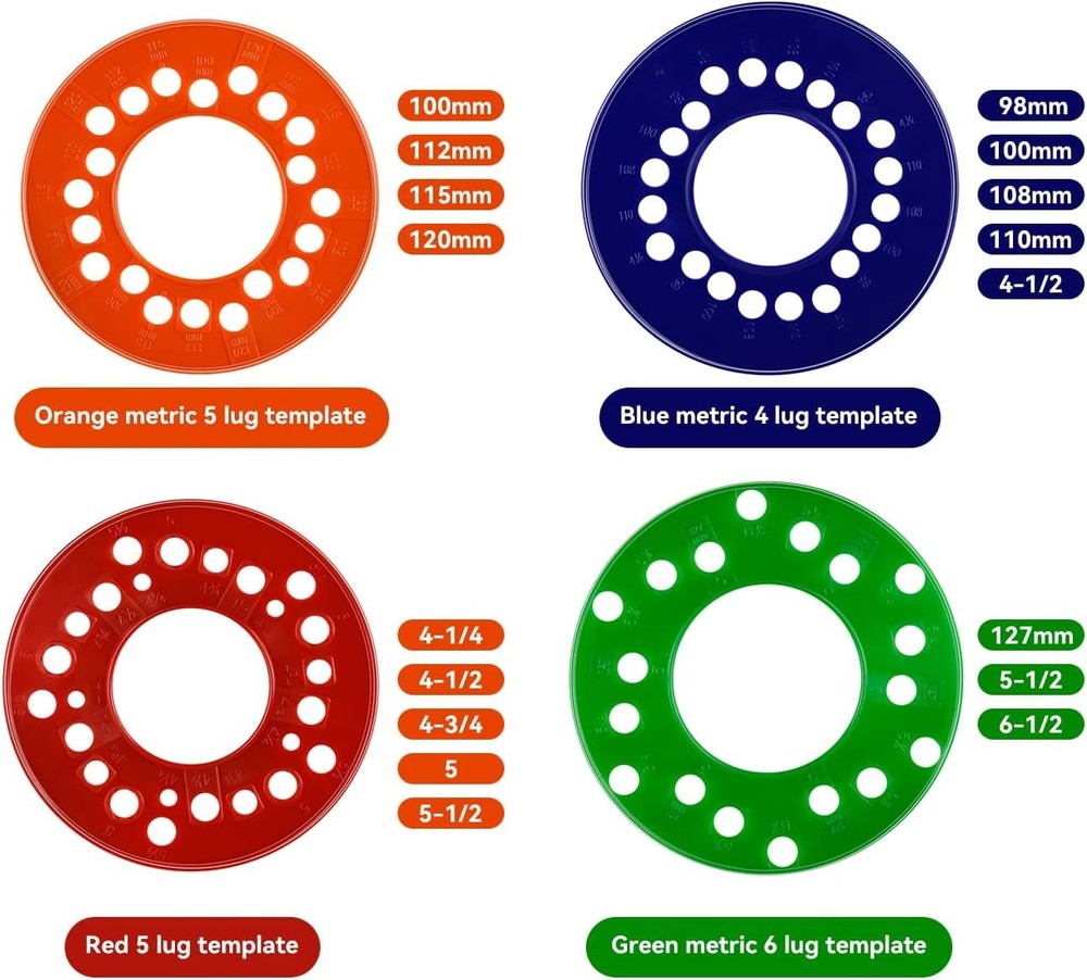 Wheel Bolt Pattern Template Tools For Measure Layout Pattern 4 5 6 Lug Setups