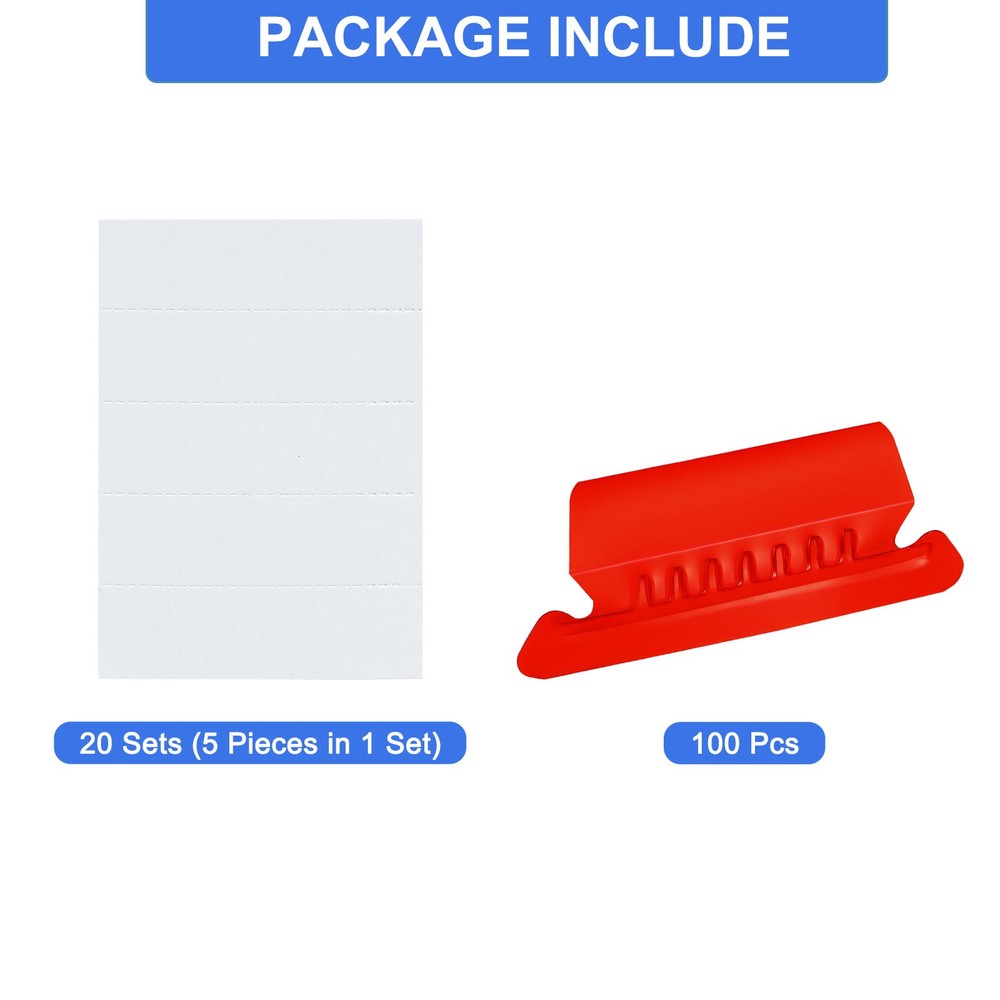 Hanging File Folder Tabs, 2 Inch File Folder Tabs and Inserts, Red, 100 Pcs