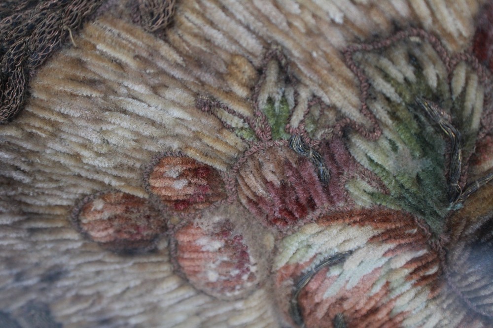 Antique Needlepoint Fabric Weave Framed