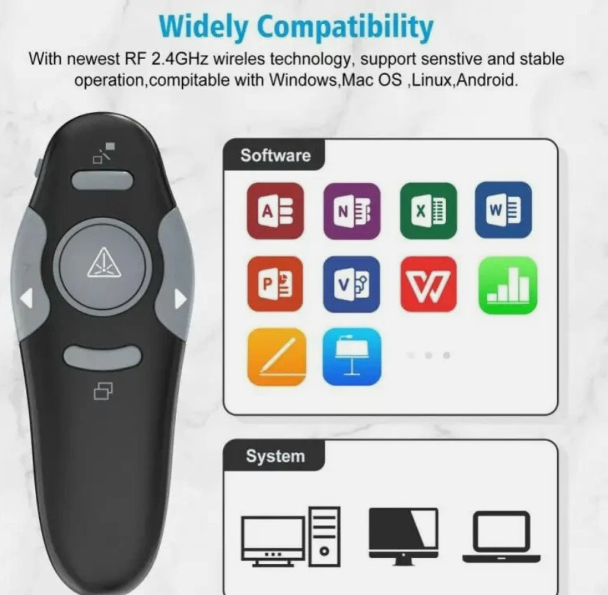 USB Wireless Remote Laser Pointer Pen Powerpoints Clicker PPT Flip Pen PointerS3