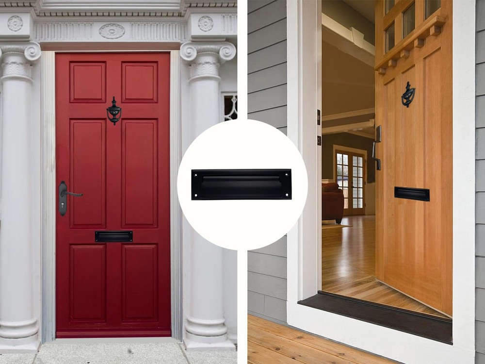 QCAA Solid Brass Mail Slot, with Solid Brass Interior Frame, 10" x 3", Matte Bla