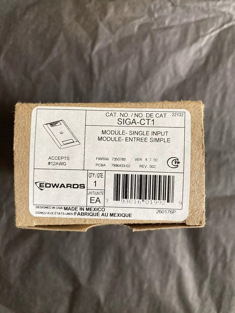 Edwards SIGA-CT1 Single Input Module for Fire Alarm System - White Free ship