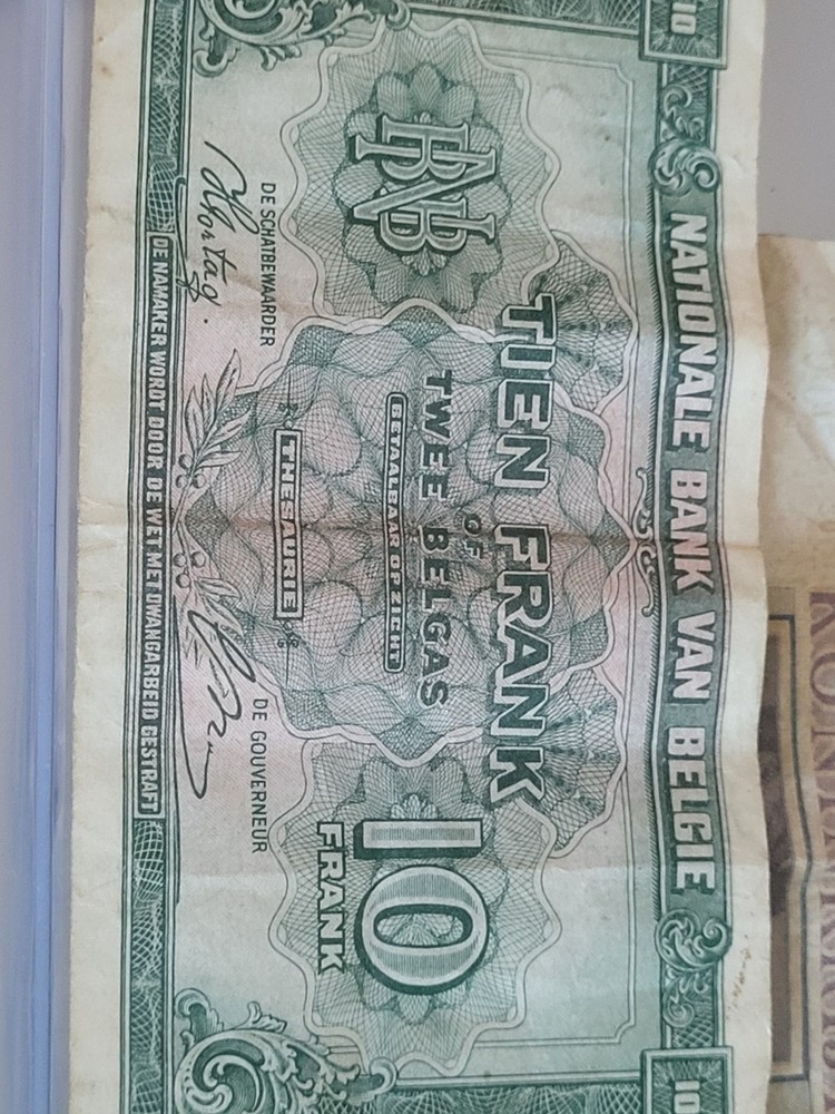 BELGIUM, 10 FRANCS, P#122, 1943