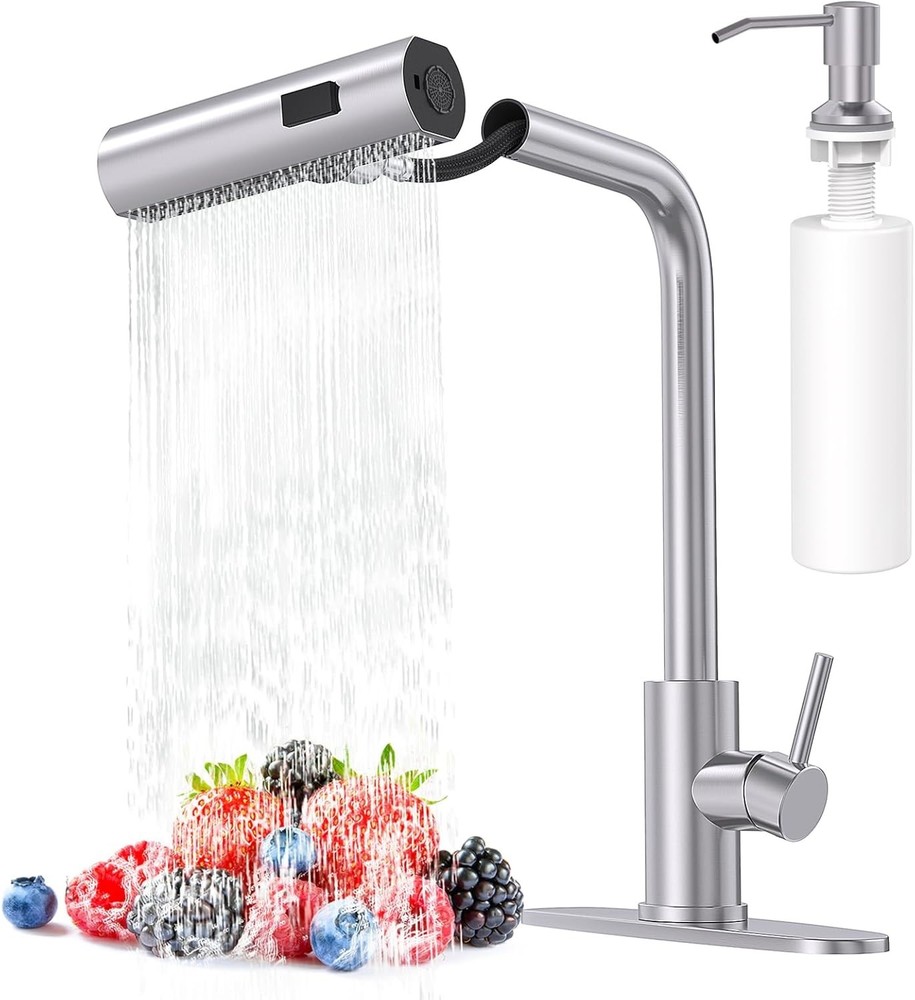 Single Handle Kitchen Faucet Pull Down Sprayer Brushed Nickel