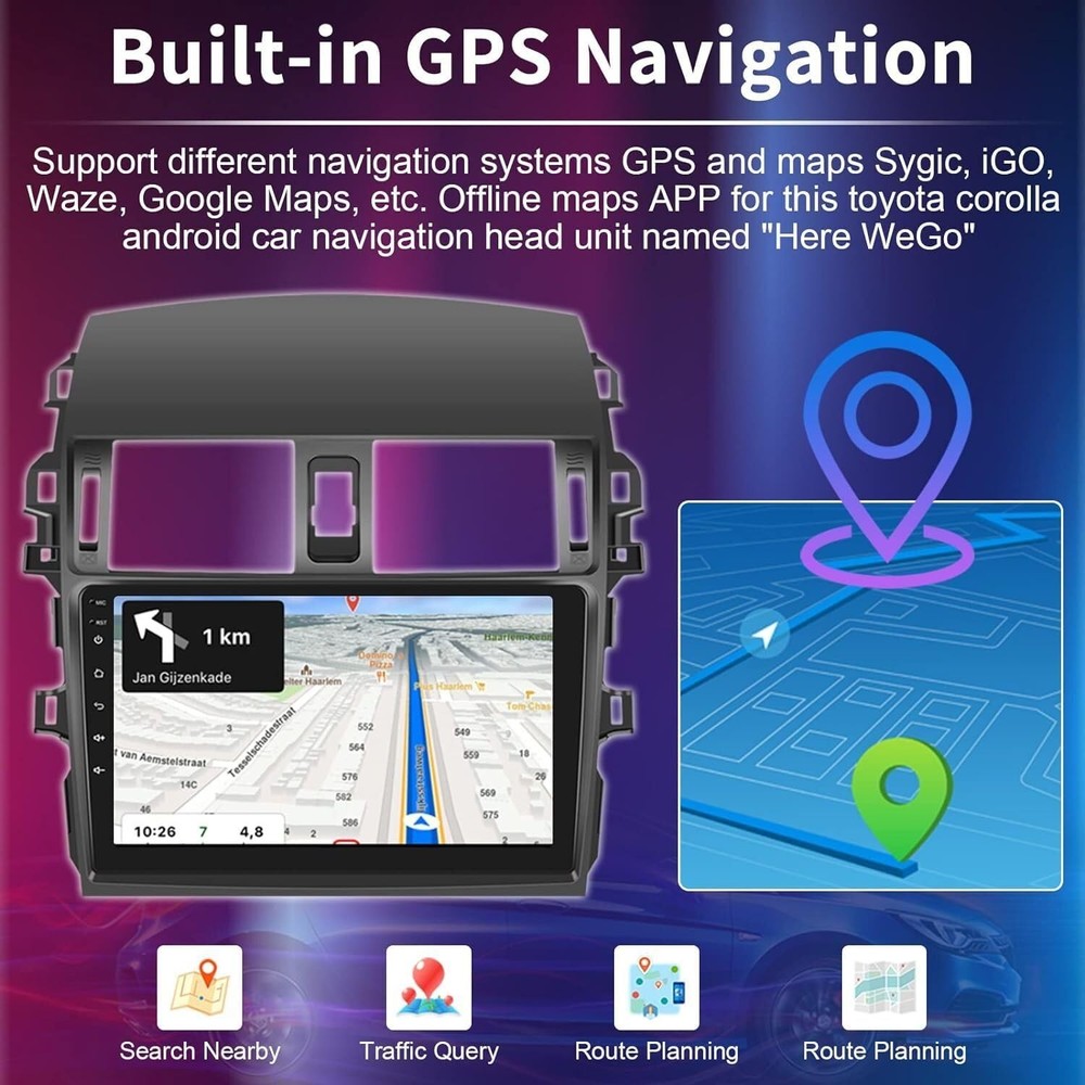 Android 13 Double Din Stereo for Corolla 2009-2013 GPS Bluetooth Camera