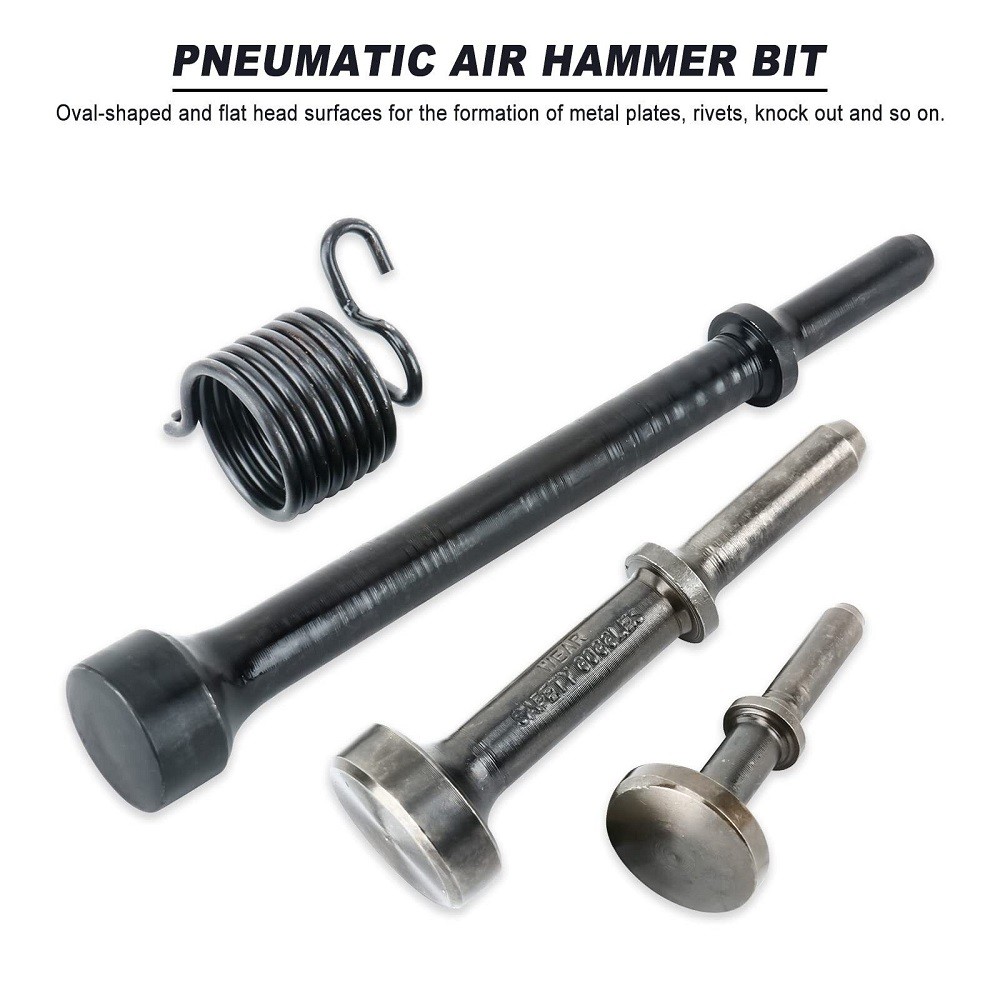 4Pcs Air Hammer Bits Set Smoothing Pneumatic Chisel Drill Attachments and Spring