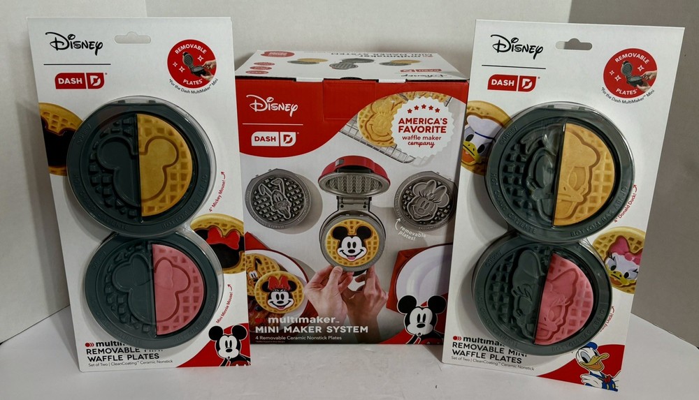 Disney Dash Mini Waffle Maker Multimaker with 4 Additional Character Plates NIB
