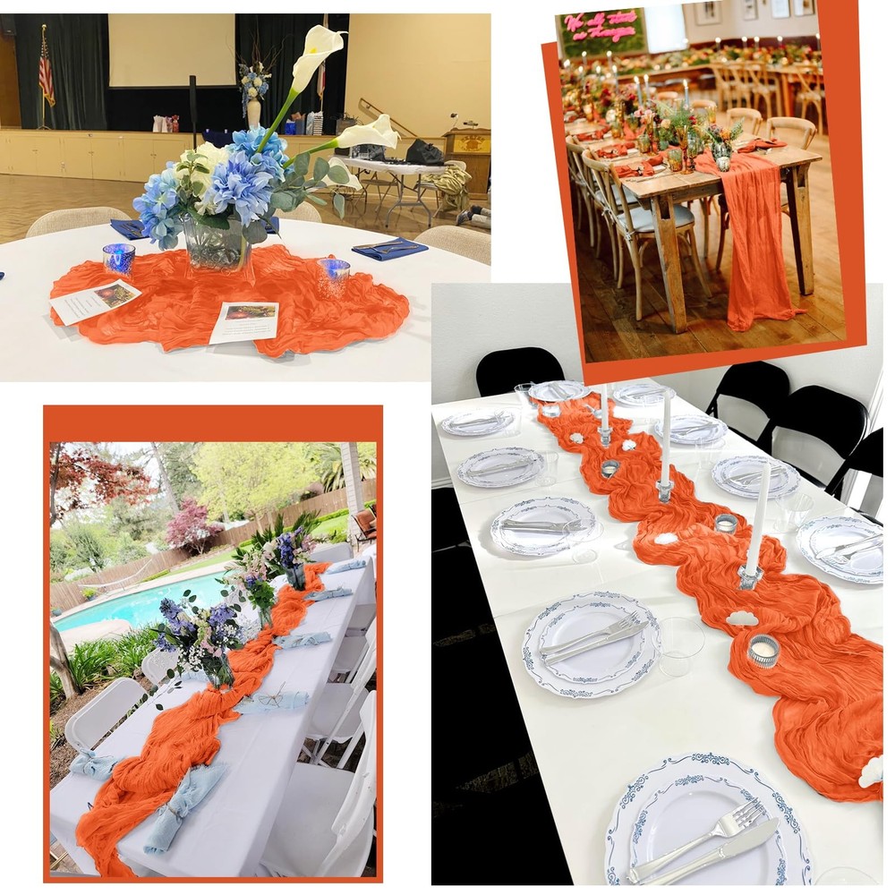 12 Pack Orange Fall Table Runner 10 Ft Cheesecloth Rustic Gauze Sheer Fabric
