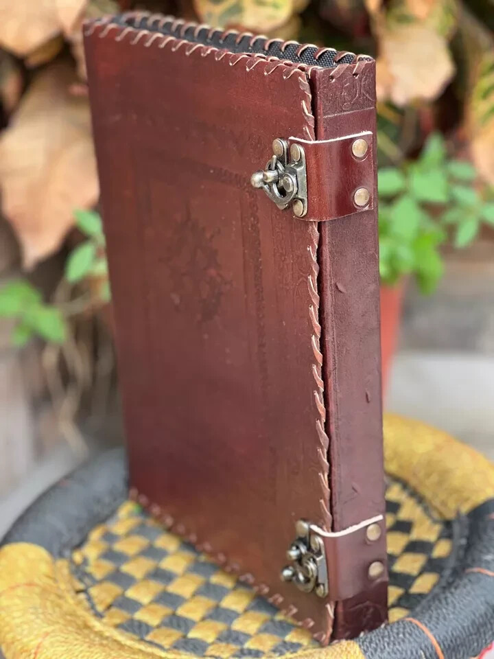 Compass Leather Ring Binder Grimoire Cover Notebook Office Folder 13"