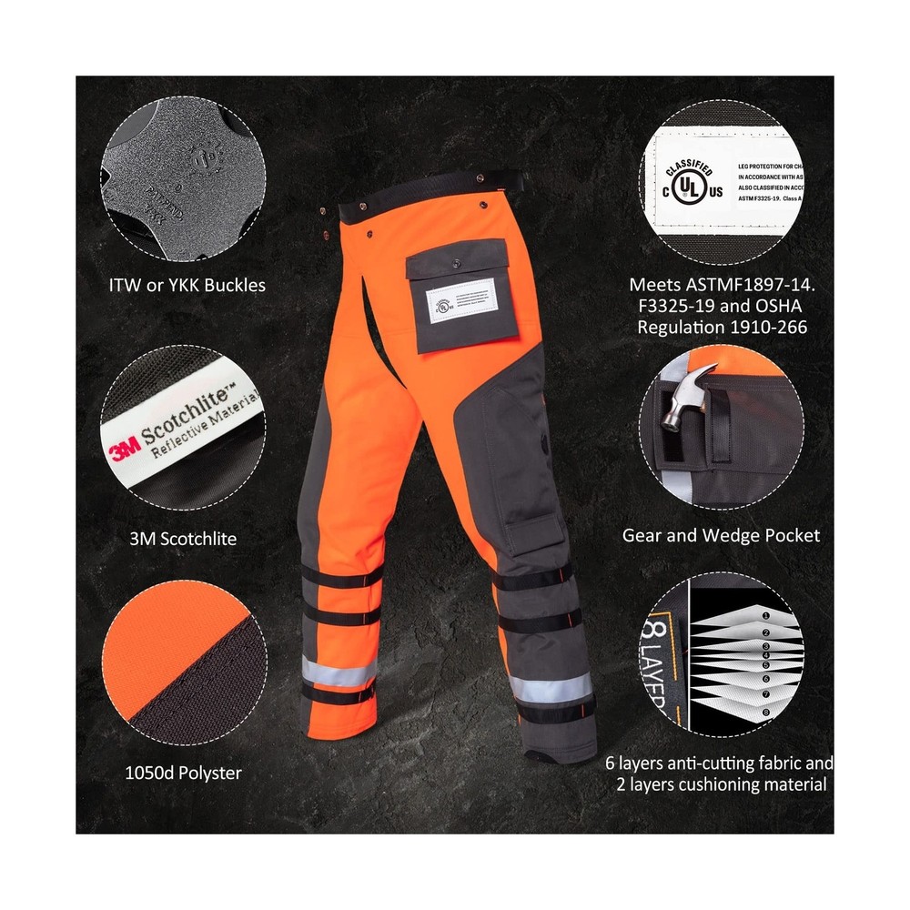 Technical Wrap Chainsaw Chaps by UL Class A 8 Layers Chainsaw Pants Apron Sty...