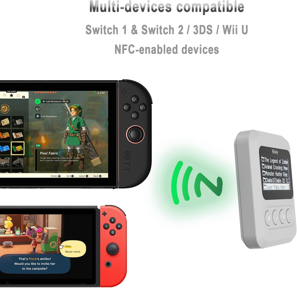 NFC Emulator Compatible with Switch 1 & 2 and NFC Enabled Devices - 1.54”OLED Sc