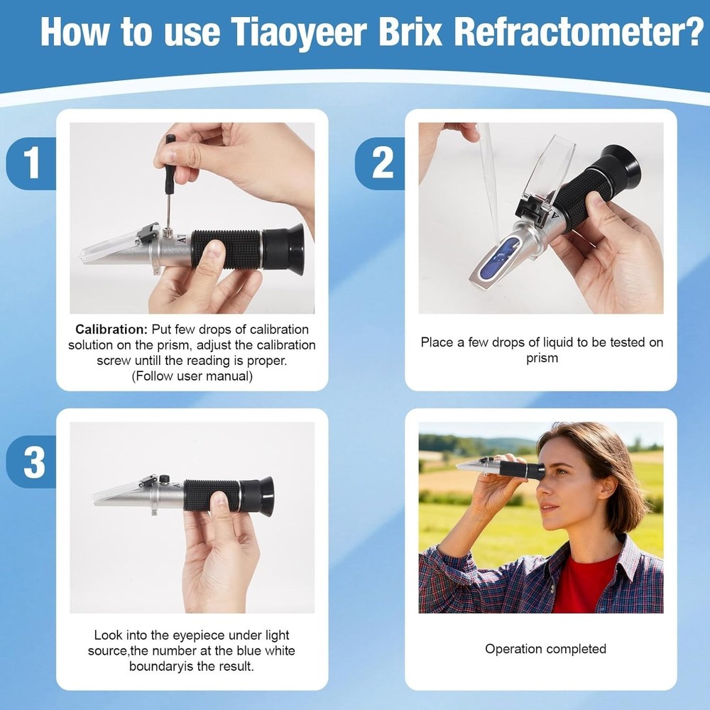 Brix Refractometer with ATC Dual Scale Specific Gravity Hydrometer for Wine Maki