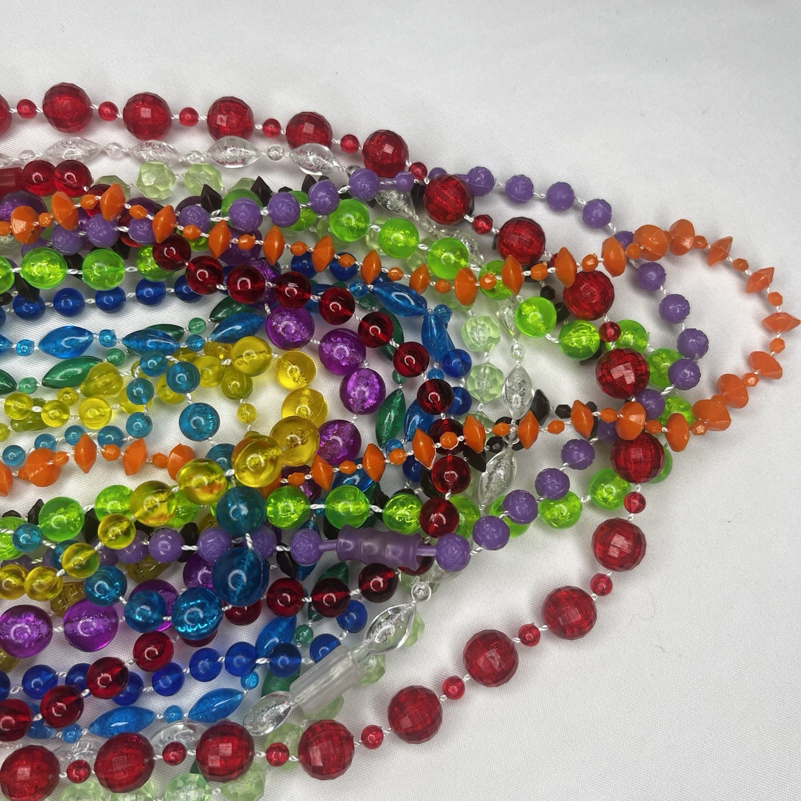 Vintage Mardi Gras Beads 70's-80's- carnival parade beads Lot Of 15 Necklaces