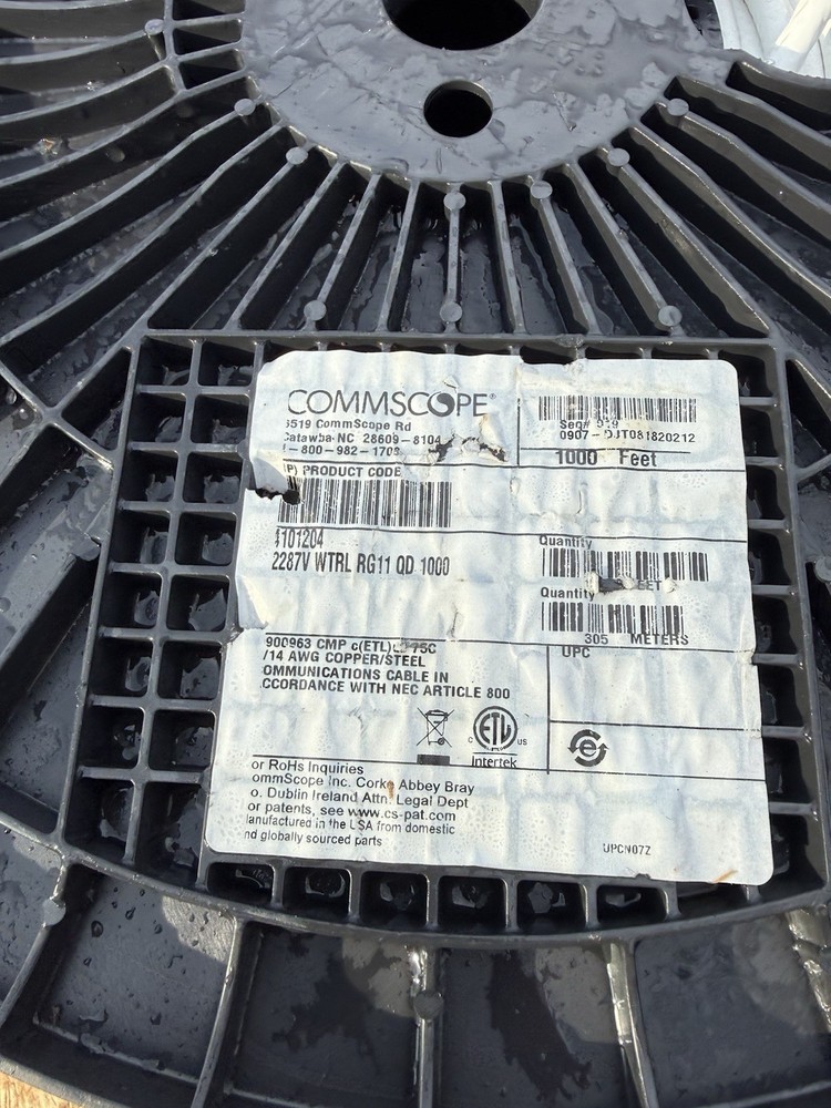 Commscope Rg11 Quad Shield Plenum Video Coaxial Cable, Whit Jacket 2287V 410’