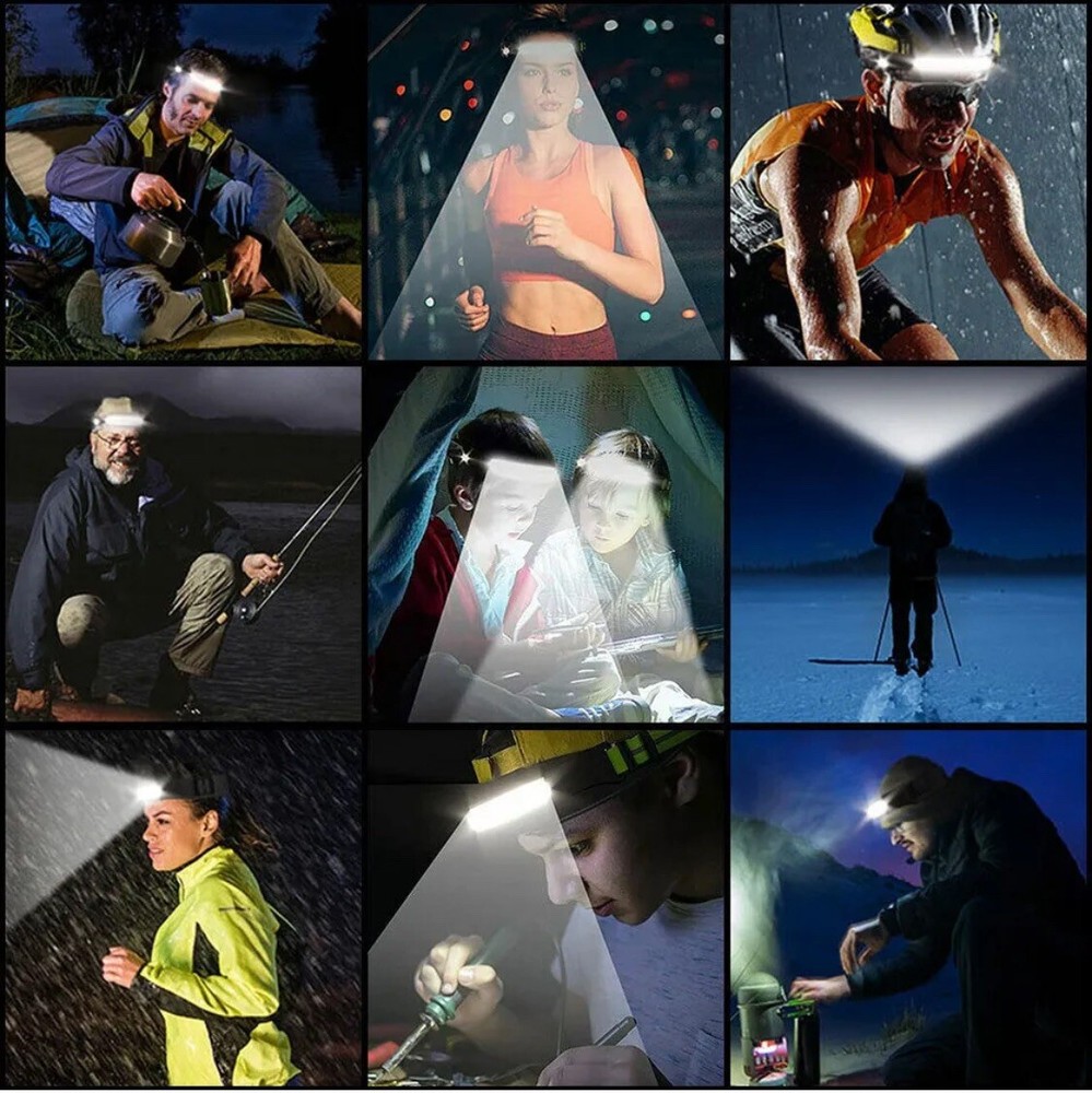 LED Headlamp USB Rechargeable Headlight Torch Work Light Spot Light-Red Or White