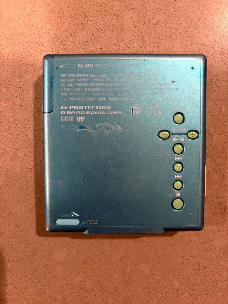 As-is SONY MZ-E520 Walkman Portable MD Player - Blue