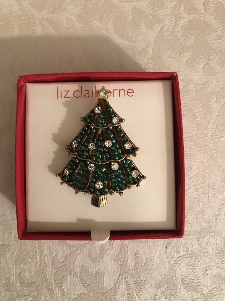 Liz Clairborne Christmas Tree Pin-NIB
