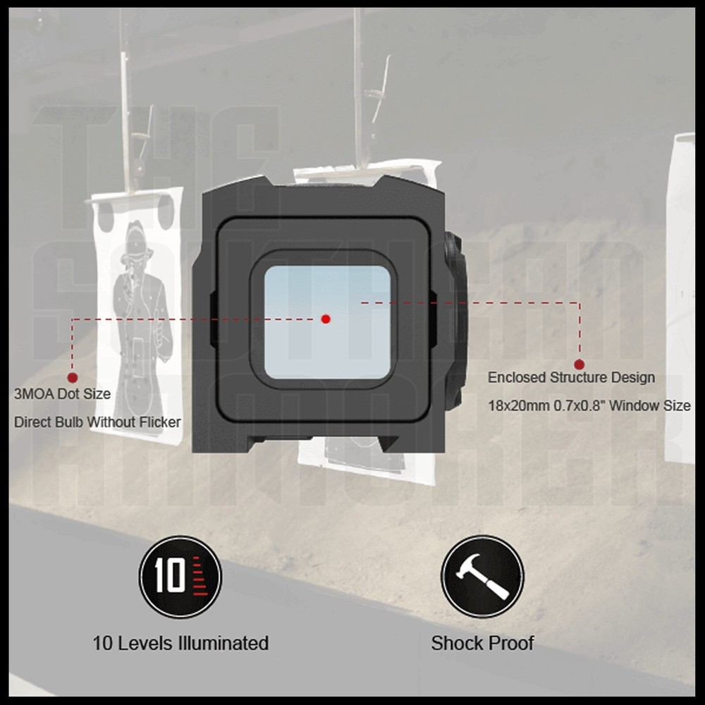 ENCLOSED RED DOT OPTIC SIGHT - SOLAR POWER MOTION SENSOR MULTI-RETICLE GLOCK MOS