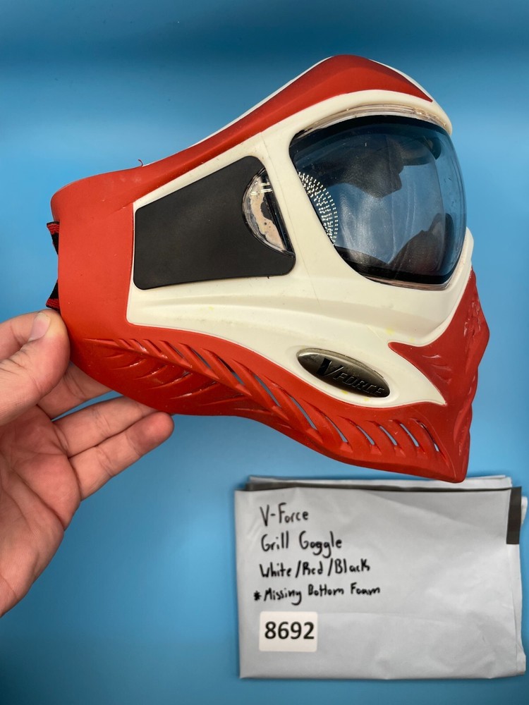 V-Force Grill Goggle White/Red/Black (Missing Bottom Foam)