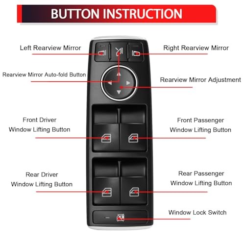 2049055402 Master Power Window Switch Button Front Driver Side Compatible with