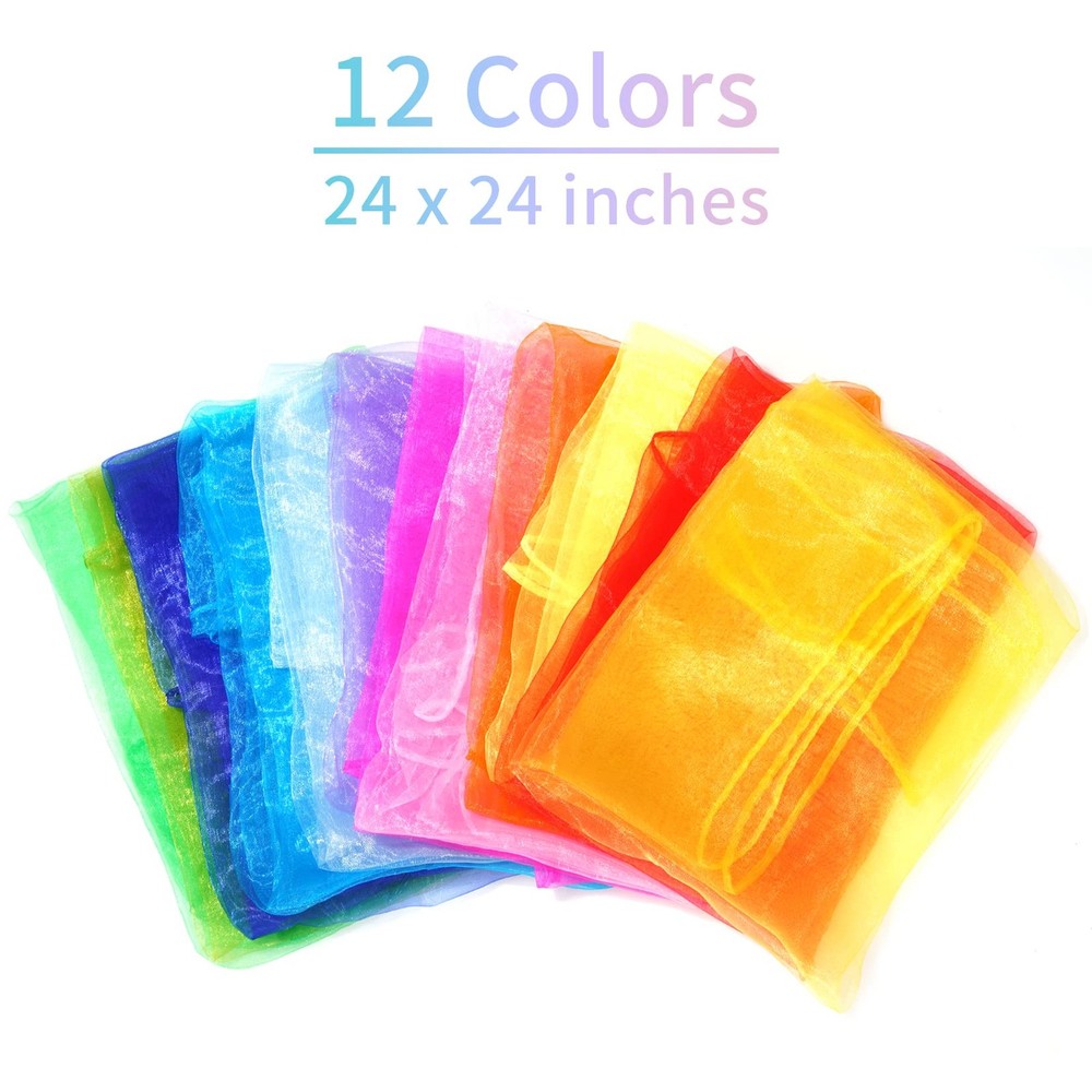 12pcs Square Juggling Silk Dance Scarves Magic Tricks Performance Props Acces...