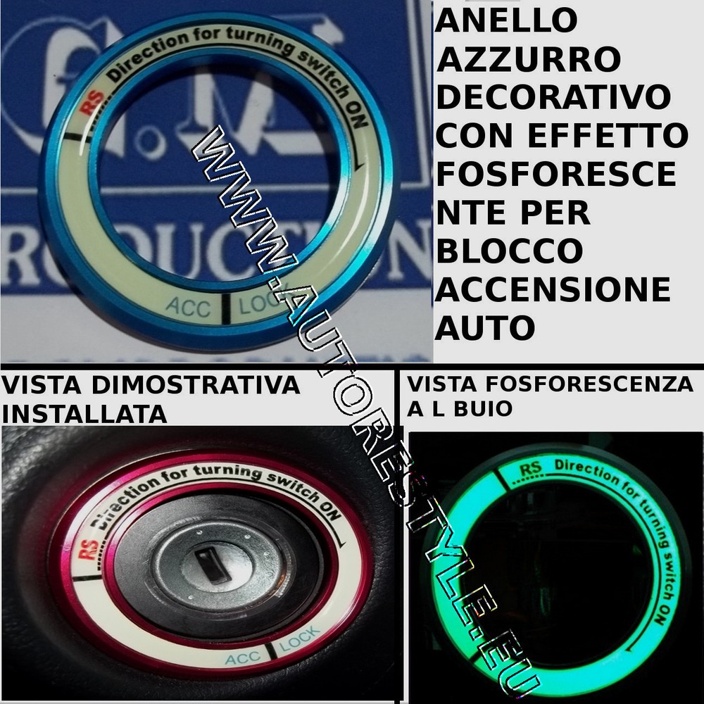 Ring Blue Tuning Ignition Lock Effect Phosphorescent Yaris From 2007 A 2011