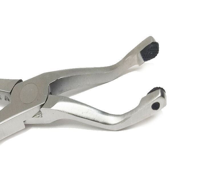 DENTAL CROWN GRIPPER REMOVER PLIERS 6" ANGLED W/ REPLACEABLE SILICONE TIPS