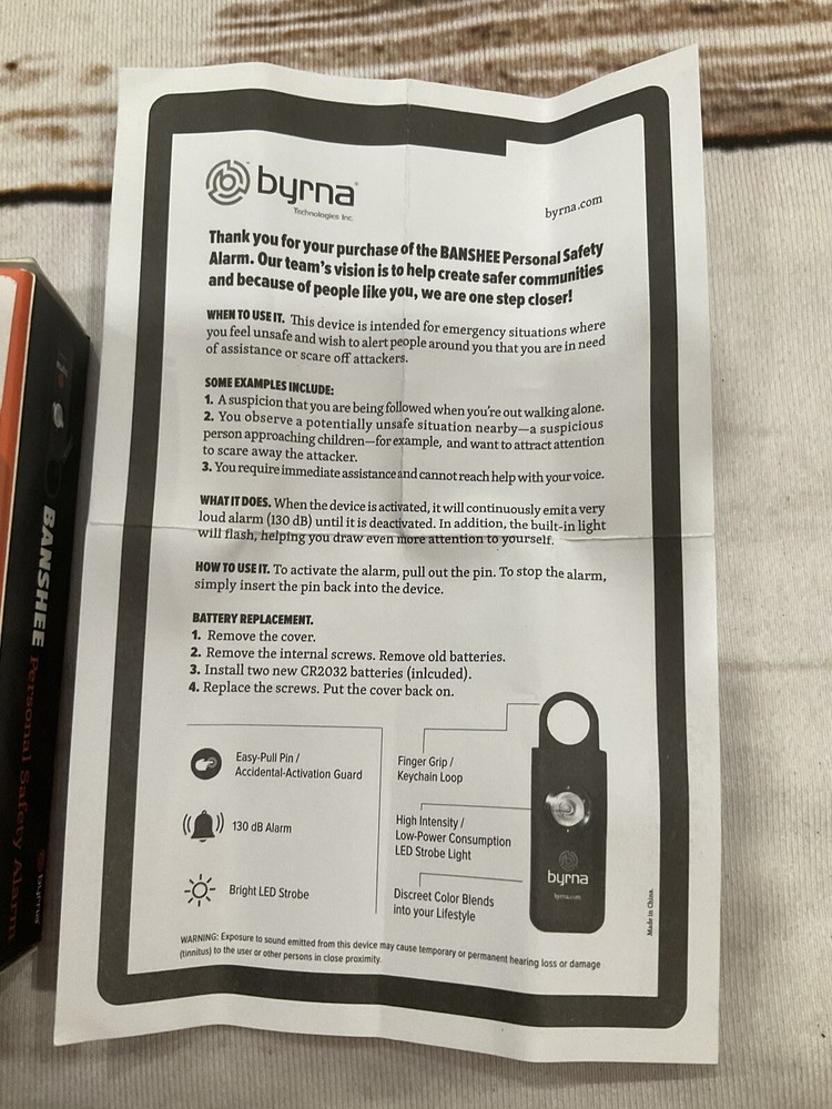 BANSHEE PERSONAL SAFETY ALARM