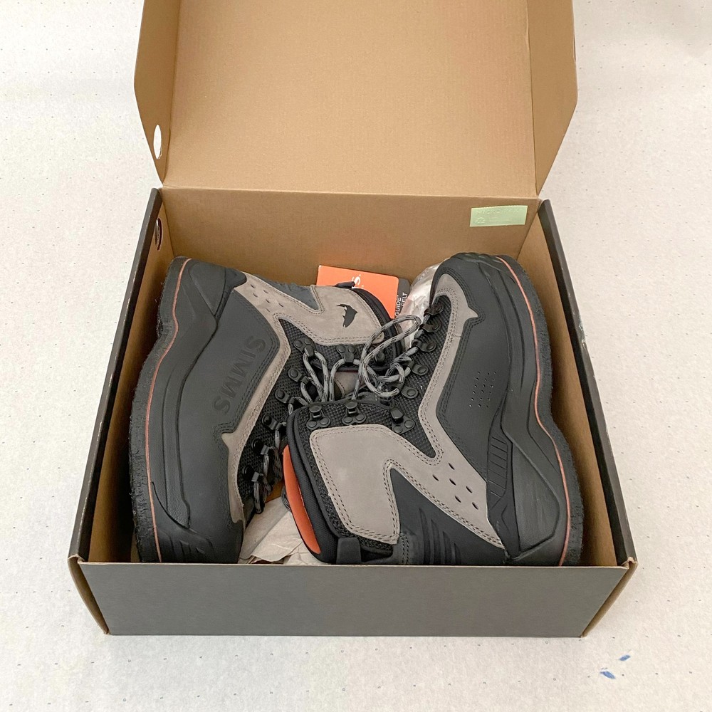 NEW      Simms G3 Guide Boot/Felt Wading Boots – Gray (#8)