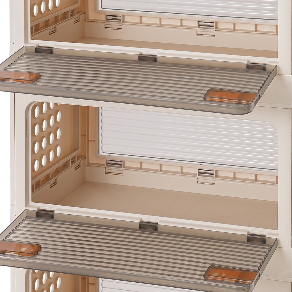 3 Tiers Foldable Storage Cabinet Movable Storage Box Collapsible Storage Bin