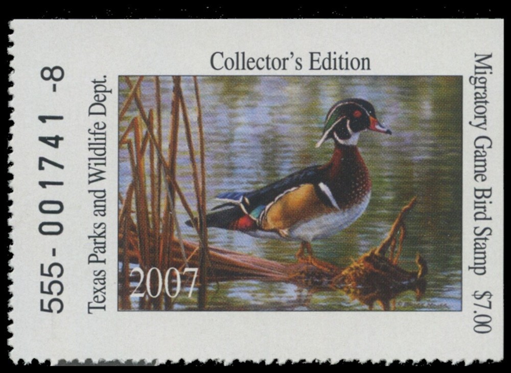 2007  Texas State Duck Stamp Mint Never Hinged. Original Gum