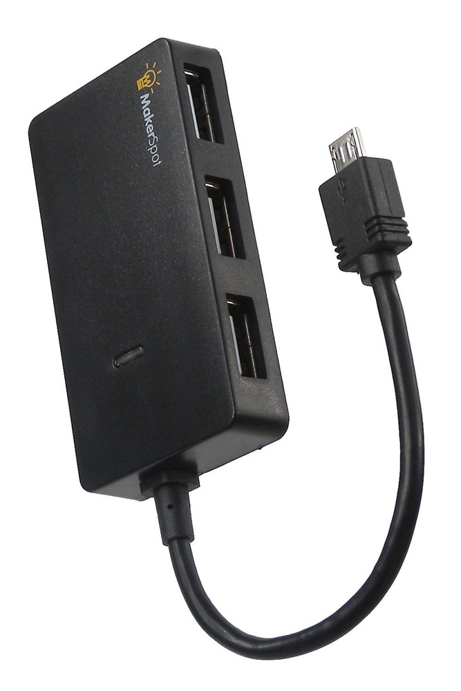 Micro USB OTG Hub for Raspberry Pi Zero 4 Port High Speed Sync Black, Silver