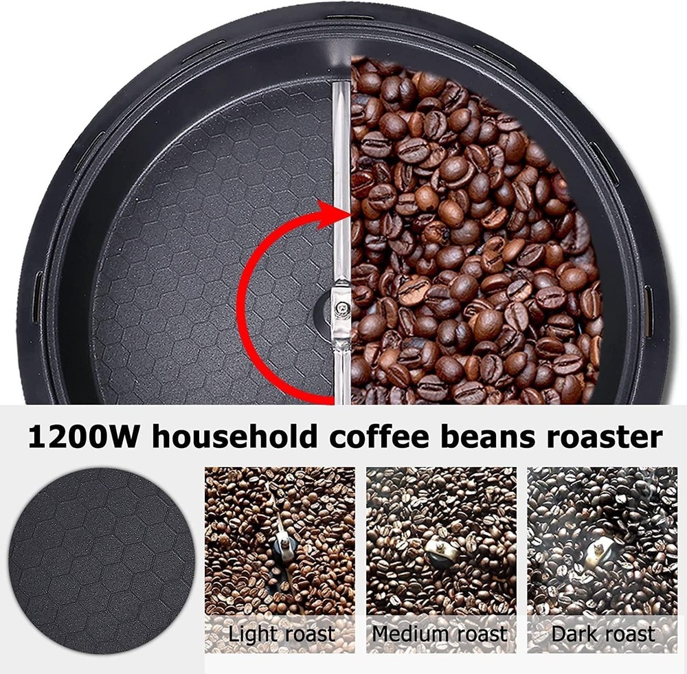 Electric Coffee Roaster Machine with Adjustable Temperature Control & Glass Lid