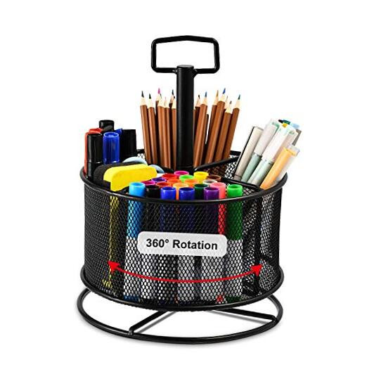 Mesh Desk Organizer, 360-Degree Rotating Multi-Functional Pen Holder, 4