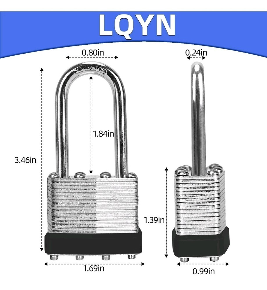 Padlocks with Same Key, LQYN 6 Pcs Laminated Keyed Padlock (1-9/16", 40mm)