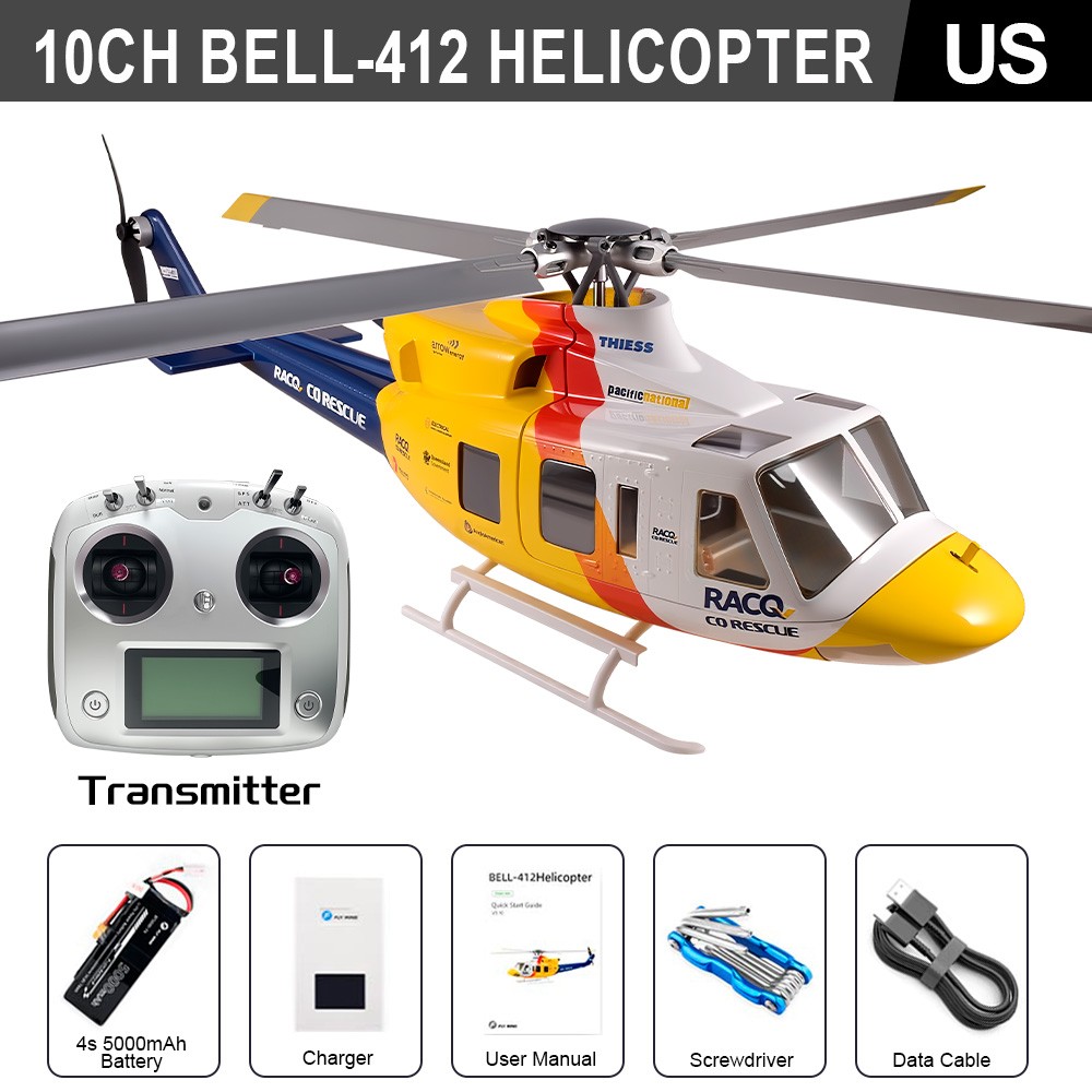 FlyWing BELL 412 Helicopter 10CH 6-axis Gyro M10 GPS ACE Flight Controller RTF