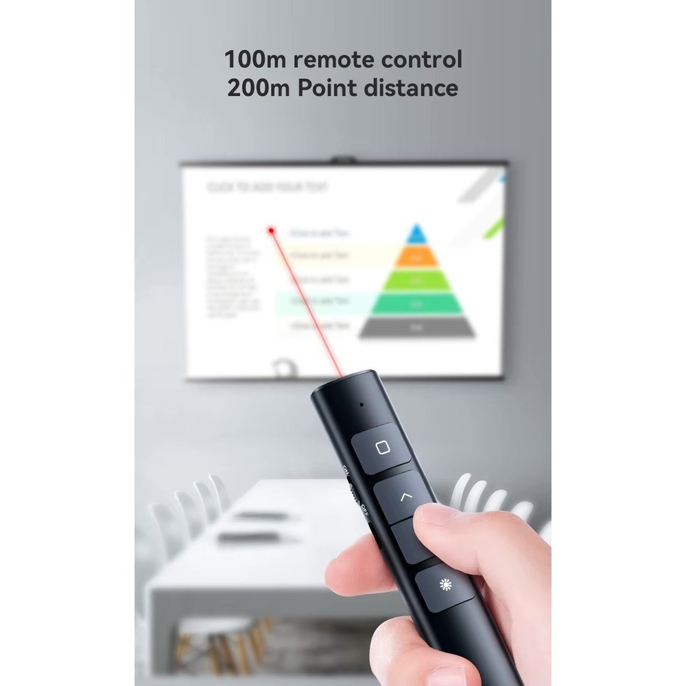 2.4 GHz Wireless Presenter with Red Pointer RF Remote Control Rechargeable White