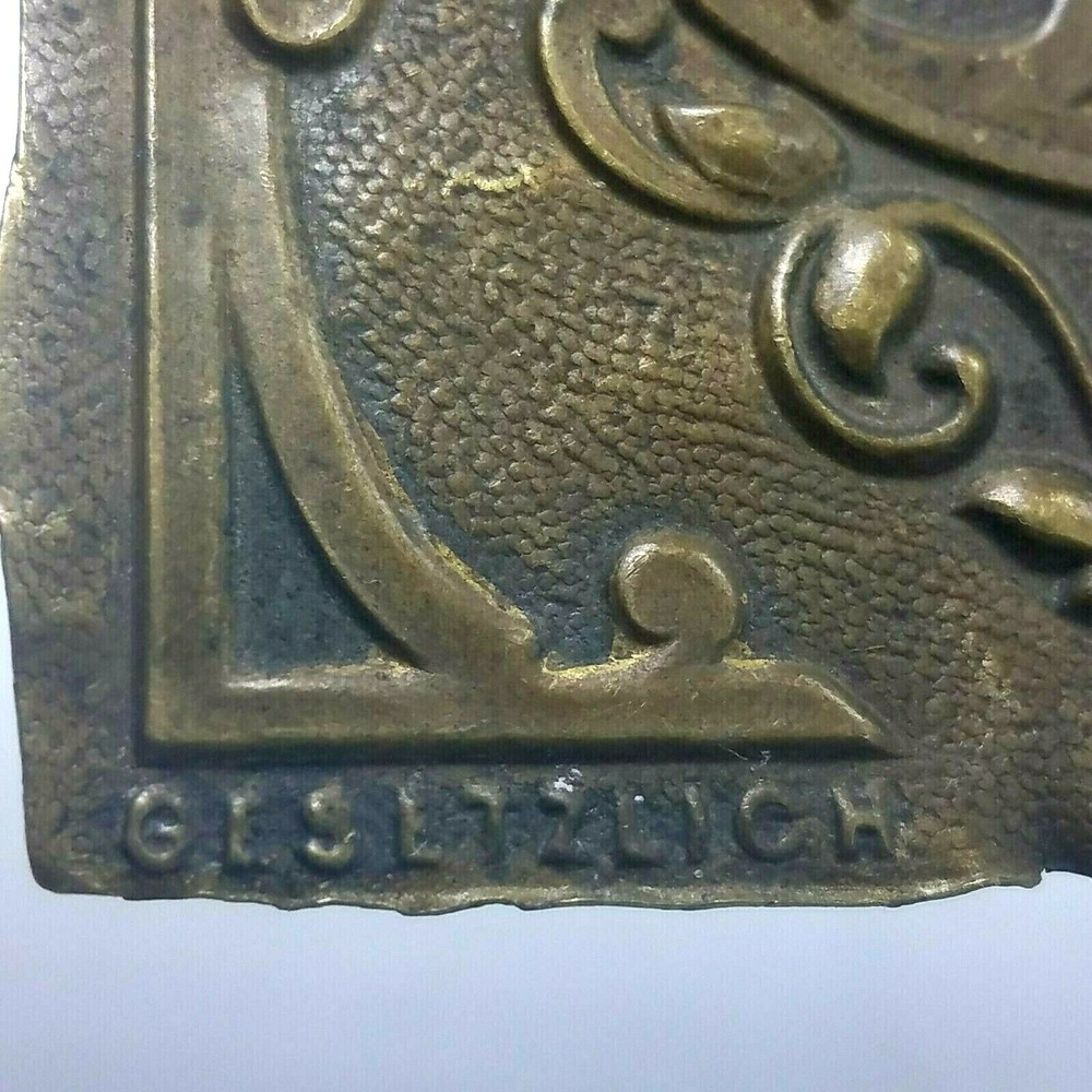 Antique Gesetzlich Geschutzt Signed Brass Switch Plate