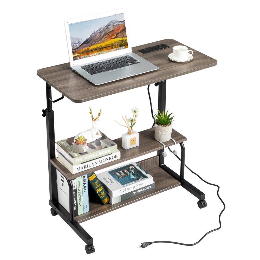 Grey Oak Particle Board with Melamine Coating Adjustable Computer Desk