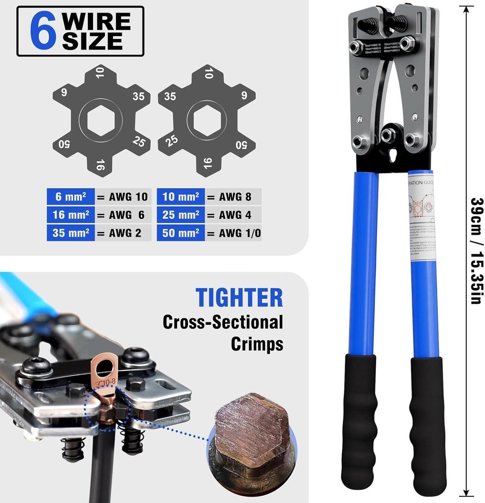 Battery Cable Lug Crimping Tool Kit with Cable Cutter 60pcs Ring Terminals 60...