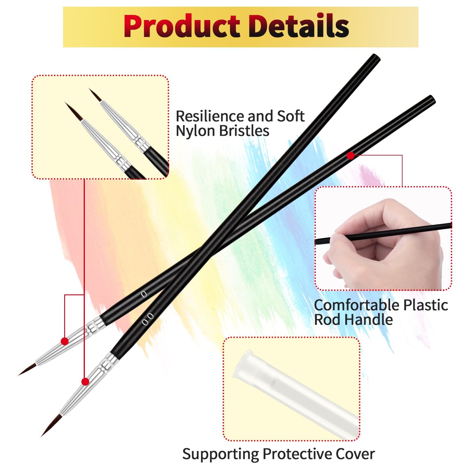 30 Pcs Miniature Tiny Detail Paint Brushes Fine Tips Mini Artist Liner Brush