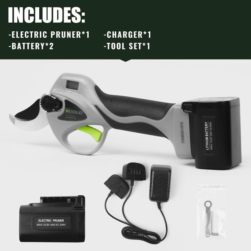 U.S. Solid Cordless Electric Pruning Shear 9H Runtime Max 1.2 inch (32 mm) Cut