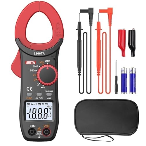 Digital Clamp Meter, Multimeter with Auto Range NCV TRMS, 600A AC 2000 Counts