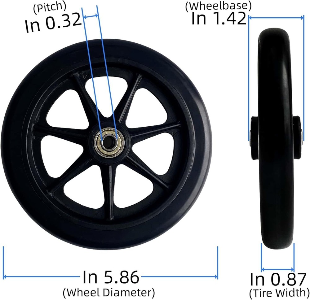 for Walker - Universal Hard Rubber Walker Wheels Replacement, Fit Drive Rolla...