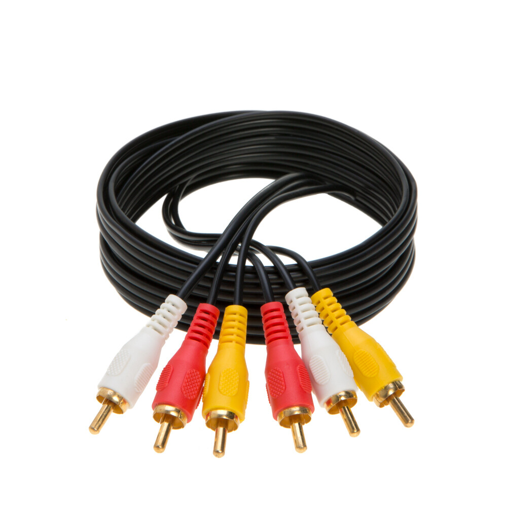 3 RCA Male to 3 RCA Male Audio Video Cable TV VCR DVD Composite Multi-Pack - LOT