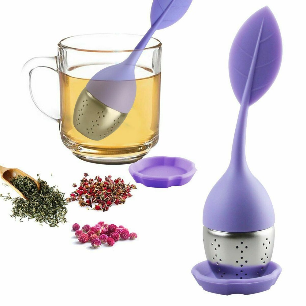 2Pcs Silicone Tea Infusers Stainless Strainer Herbal Spice Leaf Filter Diffuser