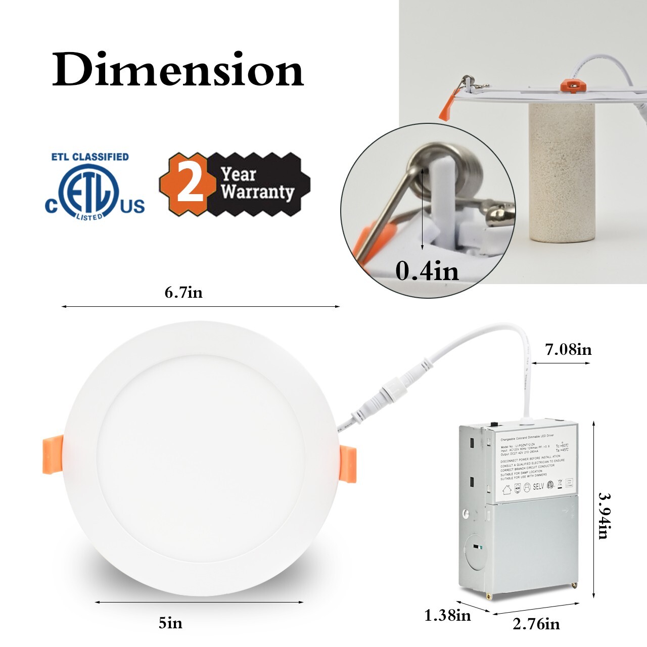 12 Pack 6 Inch 13W 5CCT Ultra-Thin LED Recessed Ceiling Light with Junction Box